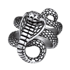 Bandmax Stainless Steel Retro Vintage Style Ring for Men Women Cobra Snake Rings Size 11 Climbing Serpent Rings Snake Jewelry for Women
