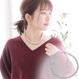 Pearl Music Luxury Freshwater Pearls Large Pearl Necklace Set Approx. 0.4 - 0.4 inches (9.0 - 10.5 mm), Pearl