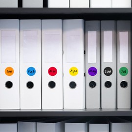 Round Stickers Black 13mm Circle Labels with Color Coding Dot Sticker Waterproof Removable Roll of 1000