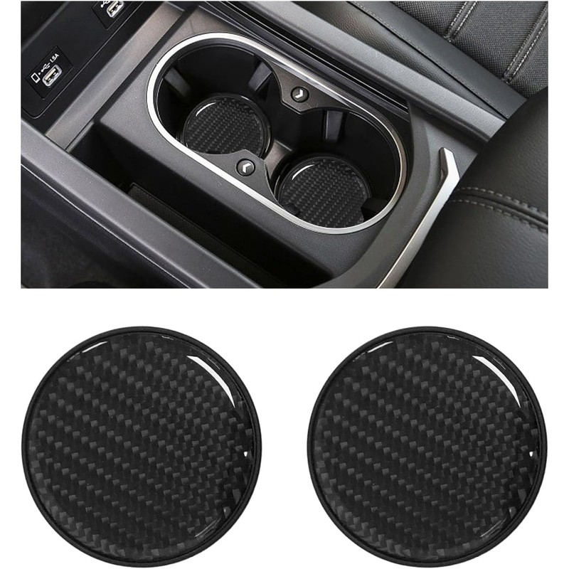 Carbon Car Cup Holder Coaster, Carbon Fiber Embedded Coaster, Non-Slip