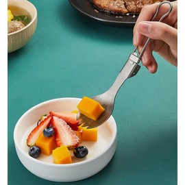 BY-J 2PCS Folding Titanium Spoon, Ultra Light and Premium Quality Camping Spoon Folding Handle for Camping Backpacking Hiking Outdoor Activities