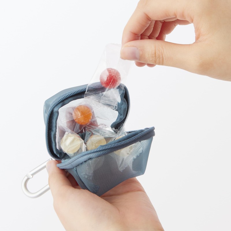 Muji 84475580 Nylon Mesh Compact Pouch, Blue, Approx. 2.8 x