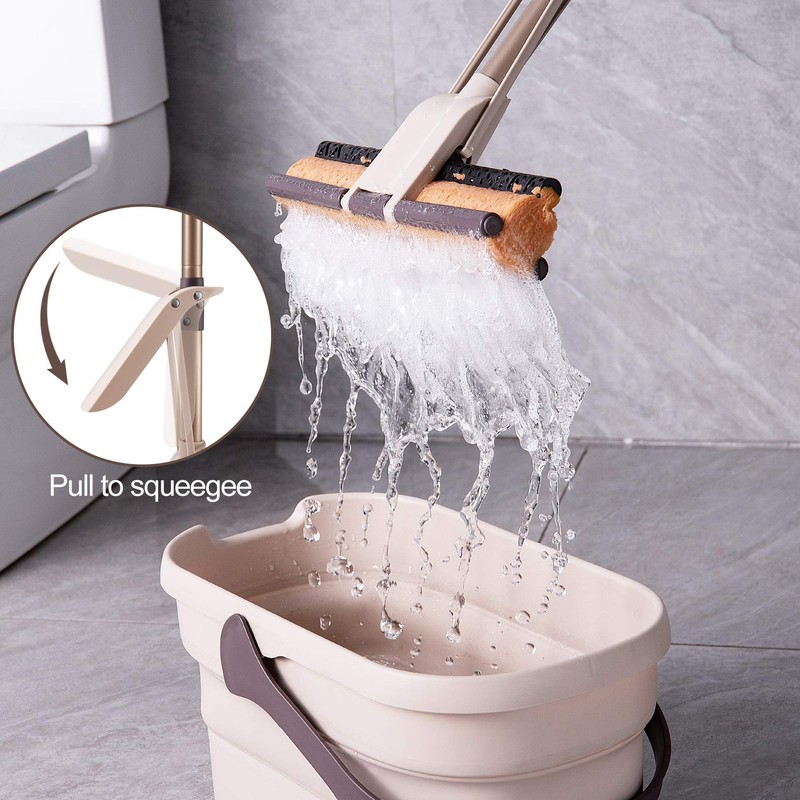 Eyliden Sponge Mop with 1 Extra Reusable Absorbent Sponge Refills,