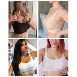 Padded Bras for Women Back Fat Smoothing Full Coverage No Underwire Comfortable Seamless Bralette Wireless Support Bra White