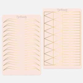 5pieces Thickness Microblading Silicone Eyebrows Practice Skin Double Sides Pre-printed Permanent Makeup Latex Brows Skin (White Pad+Golden Line)