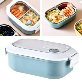 Lunch Box, Portable Leak-Proof Lunch Container Cute Design Stainless Steel for Office (Blue)