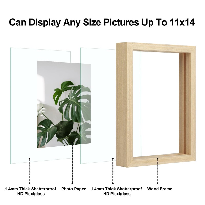 Egofine 11x14 Floating Frames Set of 2, Double Plexiglass Picture