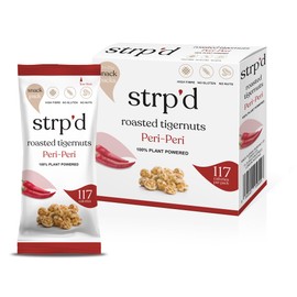 Strp'd Roasted Tigernuts, Peri-Peri Flavour, 117 Calories, Gluten-Free, Nut-Free, Vegan, High Fibre Snack Packs, Pack of 4