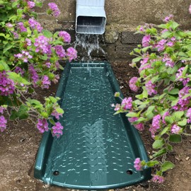 2 Pack Downspout Splash Block, NAACOO 24" Rain Gutter Downspout Extensions/Extender with 4pc Fixing Nails, Drainage to Protect House Foundations(4 Piece|Dark Green)