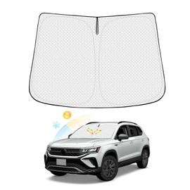 Canvcle - Parasol para parabrisas Volks wagen/VW Taos Accessories 2022-2024 2025 grueso de 6 capas para ventana frontal, protector de visera plegable, bloque de rayos UV para mantener el vehículo