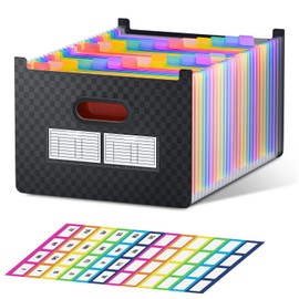 ThinkTex 26 Taschen Expanding File Folder, Upright & Open Top, A-Z Bunte Register, Größere Kapazität Akkordeonordner, Leraar Benodigdheden
