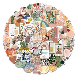 100 Pcs Fashion Boho Aesthetic Stickers Minimalist Abstract Line Art Decor for Water Bottle,Laptop,Phone,Skateboard Stickers for Teens Girls Kids and Wome Boho Stickers (A)