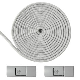 7STROBBS No Tie Elastic Laces for Trainers, 8MM Tieless Lock Shoelaces for Sport Running Walking Boots, Easy Lazy Flat Shoe Lace for Adults Kids with Grey Buckles, Grey