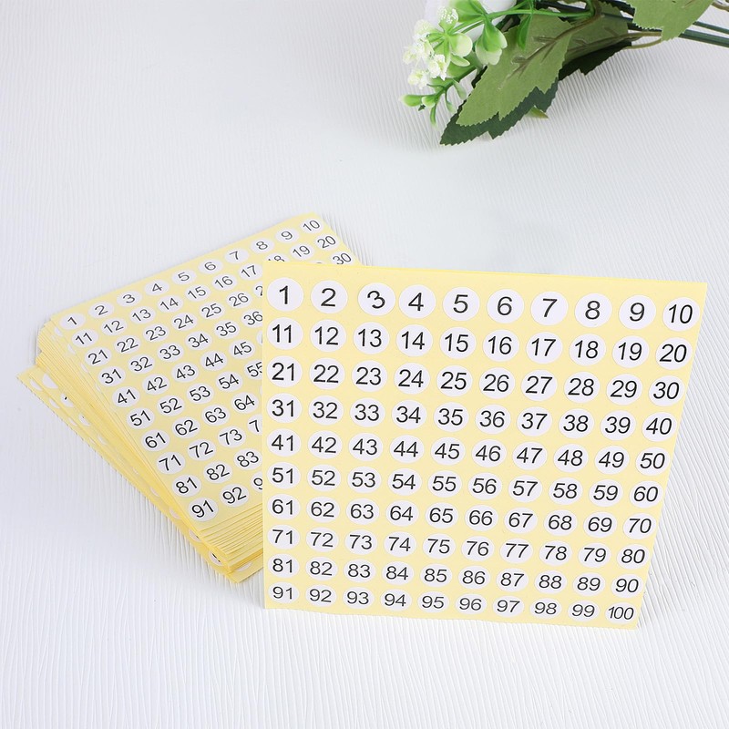 YBEATY 30 Pcs 1-200 Round Number Stickers Small Self Adhesive