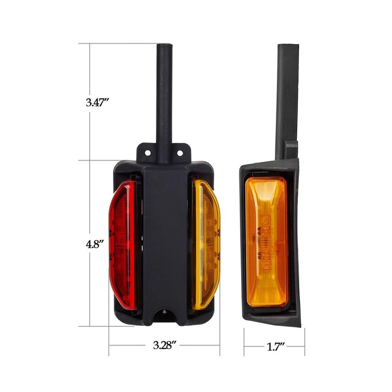 Partsam 2x 4 LED Clearance Trailer Fender Lights Amber Front