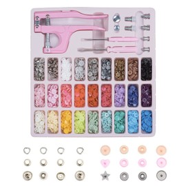 Nurdo Plastic and Metal Snap Buttons with Snaps Pliers Set,300 Sets Plastic and Metal Snap Buttons for Sewing and Crafting (Pink)