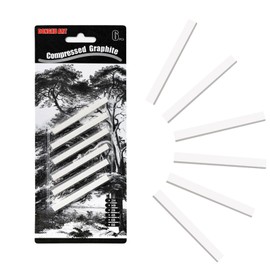 ieron Pack of 6 White Drawing Pencils Compressed Graphite Rods Square Charcoal Pencils for DIY Drawing Crafts, Sketching, Shading, Beginners and Artists