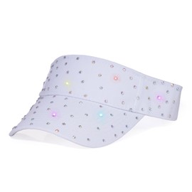 Shiny Rhinestones Sport Sun Visor for Women Sparkle Sun Visor Hat Summer Adjustable Sun Cap (US, Alpha, One Size, White)