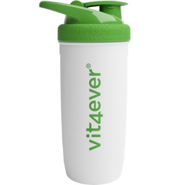 Vit4ever - Shaker Reforce Stainless White - White, 700 ml - Leak-Proof - Measurement Units Engraved Inside - Free from BPA & DEHP - Protein Protein Stainless Steel Shaker