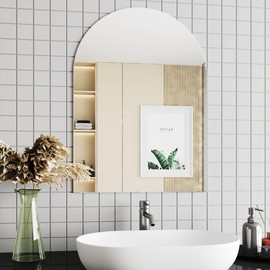 Protylctaster 22x30 Mirrors for Bathroom Sink,Nano Arched Wall Mirror Both Ends can be Hung, Frameless Bathroom Mirros,Arched Bathroom Mirror for Wall