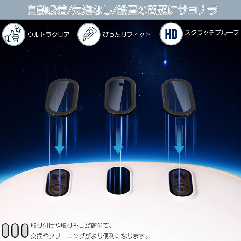 ガラス保護 フィルム 3枚セット Meta Quest 3用 フロントレンズフィルム 合金+強化ガラス 互換品 保護フィルム