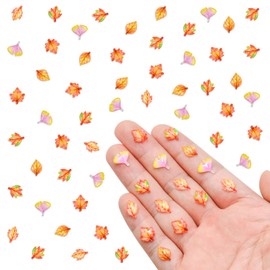 200 Pieces Mini Fall Leaves for Crafts Dollhouse Miniatures Tiny Maple Leaves Micro Fake Leaves Decor for Dollhouse Fairy Garden Micro Landscaping Decoration