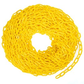 100-foot Plastic Safety Chain Barrier - High-Visibility Lightweight Yellow Barricade for Construction Zone, Temporary Hazard Area, Warehouse Businesses, Loading Docks, Crowd Control, and Decoration