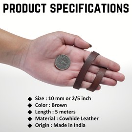 Leatherow Flat Genuine Leather Cord String Full Grain Cord Lace Cowhide Strips for Jewelry Making DIY Craft Projects Belts Keychains (Brown Distressed, 10 MM)