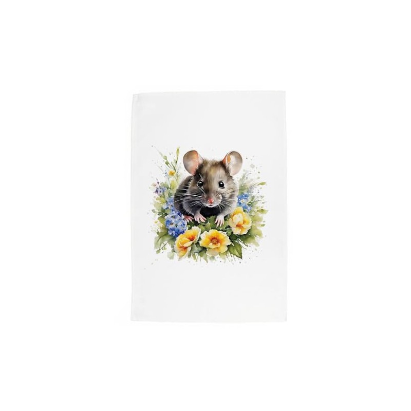 Purely Home Floral Mouse Tea Towel - Pet Animals &