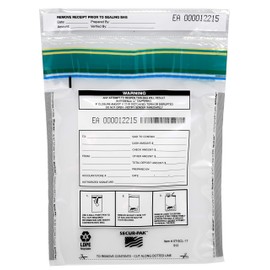 Secur-Pak Deposit Bags with Pocket - Pack of 100 - Premium, Level 4 Security Tamper Evident, Clear Security Bags - Self Sealing, Transparent 2.5 Mil Plastic - 9" x 12" - SECUR-PAK