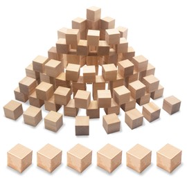 CUWELT Pack of 120 Wooden Dice Decoration, 20 mm Wooden Cubes Blank for Crafts, Square Cubes Natural with Sanding Sponge, Natural Craft Cubes for DIY, Painting, Crafts, Decoration, Stamps, Numbers