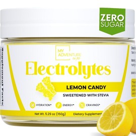Zero Sugar - Lemon Candy Electrolytes Powder - Refreshing Hydration - Caffeine Free Energy with All Natural Ingredients - Vegan, Keto & Paleo - Sugar Free Electrolytes Powder Drink Mix - 37 Servings