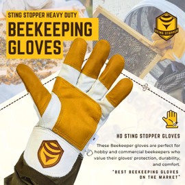 Foxhound Bee Company Sting Stopper: Leather Beekeeping Gloves Innovative, Durable, Double Goatskin, For Men and Woman - Olive Green - 3XL