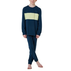 Schiesser Boy's Schlafanzug Set lang - 100% Organic Bio Baumwolle - Größe 140 bis 176 Pajama Set, nachtblau_182306,