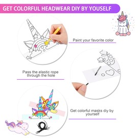 Hifot DIY Unicorn Children's Crowns Animal Masks for Children Unicorn Mask Blank Painting Children's Masks Animal Masks for Colouring for Children's Party Games Craft Set Children's Birthday Crafts