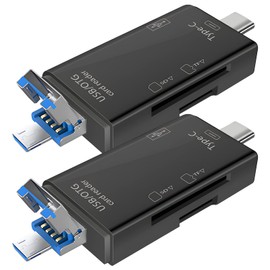 Micro SD Card Reader for Android, Micro SD Card to USB Adapter, USB C SD Card Reader for Camera Memory Card Reader, Wansurs 6 in 1 SD Card Reader (2 Pack Black)