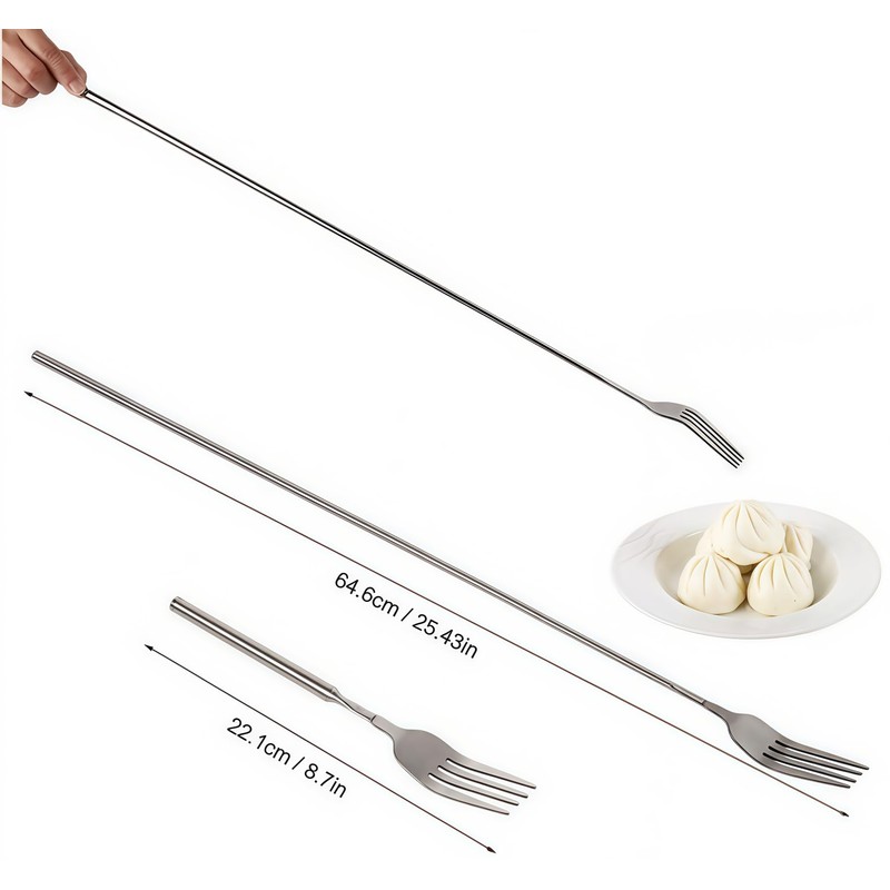 Retractable Fork 1PCS,22 to 65 cm Retractable Stainless Steel Long