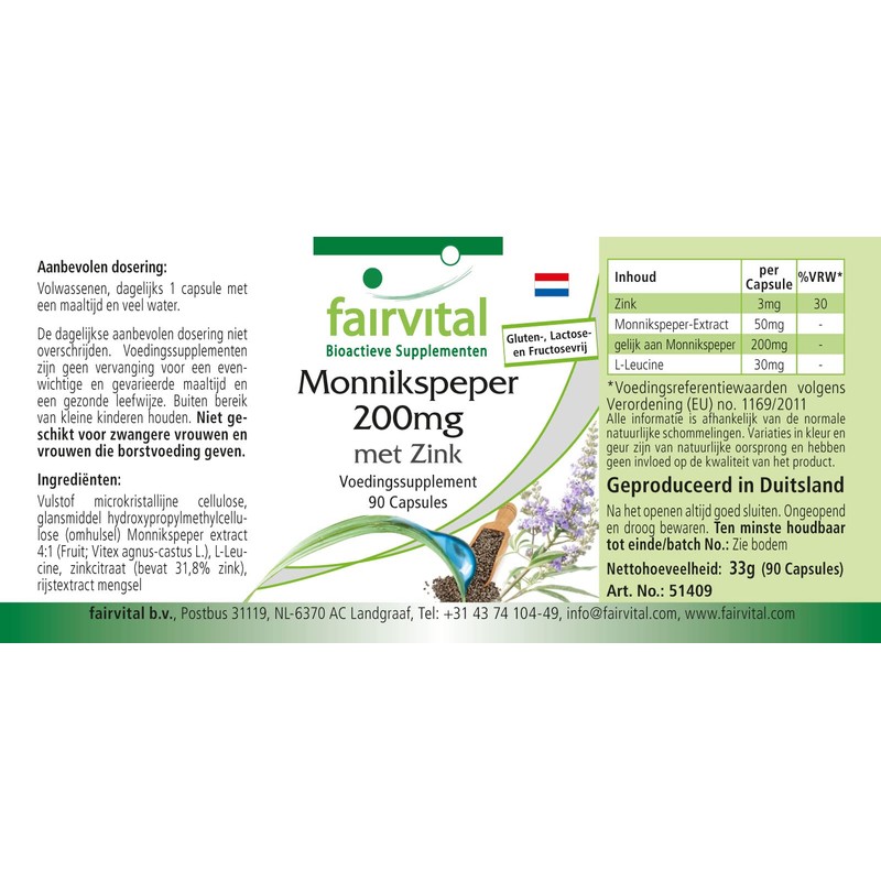 Fairvital Monk Pepper 200 mg with Zinc - Vitex Agnus
