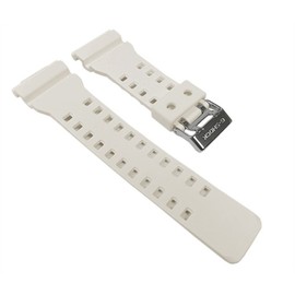 Genuine Replacement Casio Watch Band 16mm Rubber Strap #10395227 #10439253 GA-100B-7A GA-100MW-7A GA-110BC-7A GA-110LD-7A GA-110MW-7A GA-110RG-7A GA-110WB-7A GA-110WG-7A GD-100WW-7 GW-8900TR white