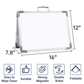Small Dry Erase White Board - TSJ OFFICE 12" x 16" Mini Easel Desktop Double Sided Whiteboard, Portable Magnetic Board on Table Top with Holder for Drawing, Teacher Instruction, Memo Board