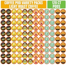 Coffee Pod Variety Packs Light Roast Sampler, Assorted, Compatible with 2.0 K-Cup Brewers, Variety Pack, 120 Count (Pack of 1)