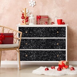 CRE8TIVE - Papel pintado de 8 x 80 pulgadas, con purpurina gruesa, para despegar y pegar, borde de pared, lentejuelas brillantes, papel tapiz extraíble, tela autoadhesiva, papel de contacto negro para