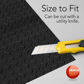 RESILIA Truck Bed Mat Liner – Universal Size, Durable Heavy-Duty All-Weather Protection for Your Truck, Cargo Van, or SUV, Pickup Accessories, Trim to Fit, Black, Thick 4 Foot x 8 Foot, Made in USA