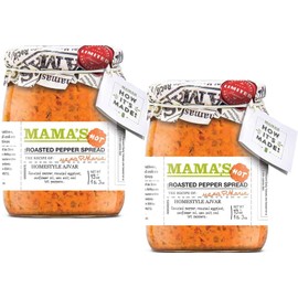 Mamas Home style Roasted Pepper Red Ajvar Spread, Two 19 oz. Jars (Hot)