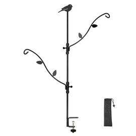 Deck Bird Feeder with Multi-Hooks and Adjustable Branches for Porch