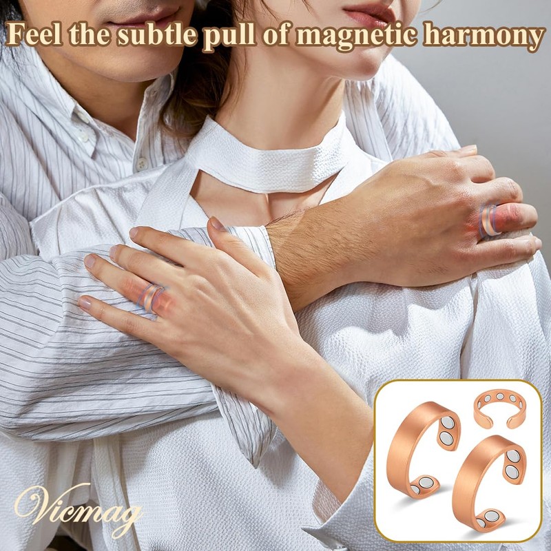 Vicmag 2PCS Copper Magnetic Rings for Women & Men, 9X