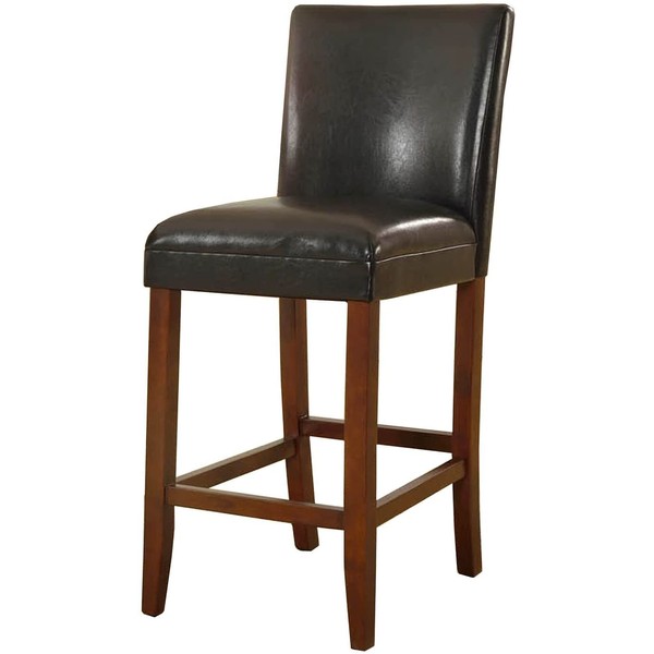 HomePop Parsons Leatherette Counter Height Chair, 29-Inch, Black Leather