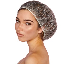 ADAMA Disposable Shower Conditioning Processing Caps, Ideal For Perms and Conditioning Treatments, Clear Caps With Elastic Trim, Standard Size For Ultimate Coverage, Pack of 30, Clear