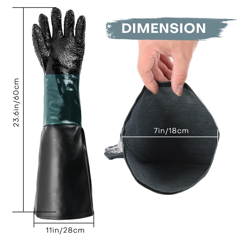 FLKQC Rubber Sandblaster Gloves for Abrasive Blasting with Particles Palm