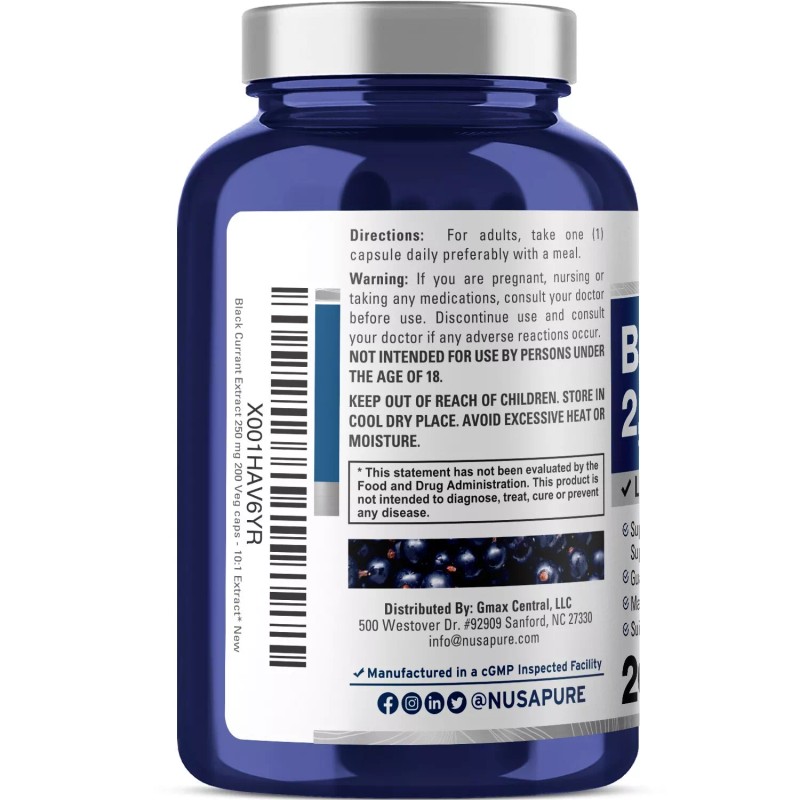 NusaPure Black Currant 2500 Mg Equivalent Per Powder Caps 200
